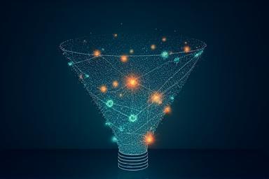 Illustration of network connections and marketing funnel